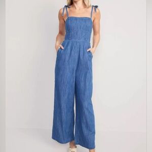 Old Navy Denim Tie Shoulder Jumpsuit